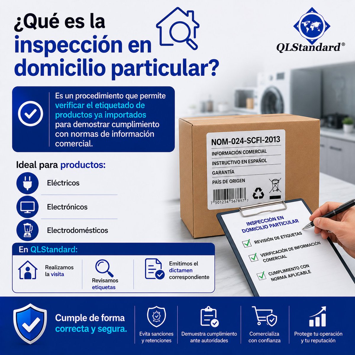 qlstandard's tweet photo. 🔍 ¿Qué es la inspección en domicilio particular?

Ideal para productos:
Eléctricos
Electrónicos
Electrodomésticos

En QLStandard:
Realizamos la visita
Revisamos etiquetas
Emitimos el dictamen correspondiente

📩 Cumple de forma correcta y segura.
 #Certificación #QLStandard https://t.co/TwOHkdLgjL