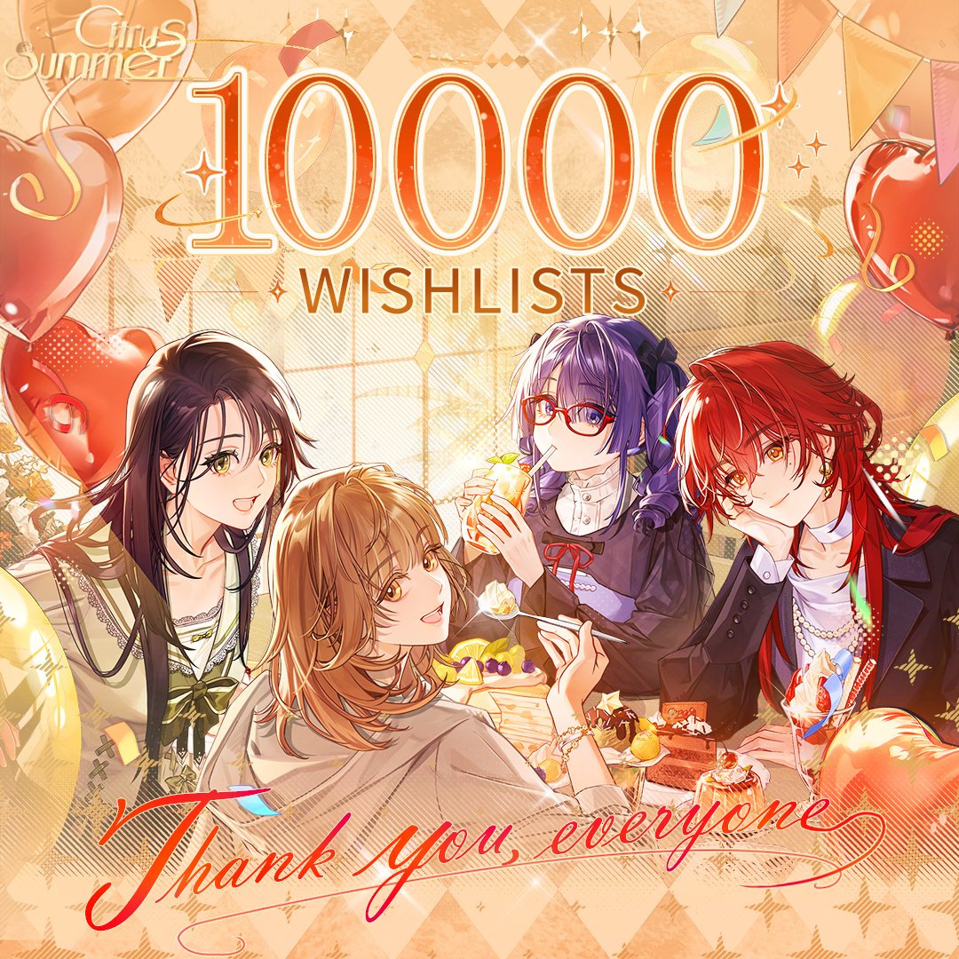 CitrusSummer25's tweet photo. 🍊 10000 wishlists on Steam!
We're so grateful to every single one of you. 💕

Thank you for supporting Citrus Summer.
We'll keep working hard to bring you the yuri story we all believe in.

See you in Q3! 🌸

#CitrusSummer #YuriGame #Steam https://t.co/SrlSlToeE0