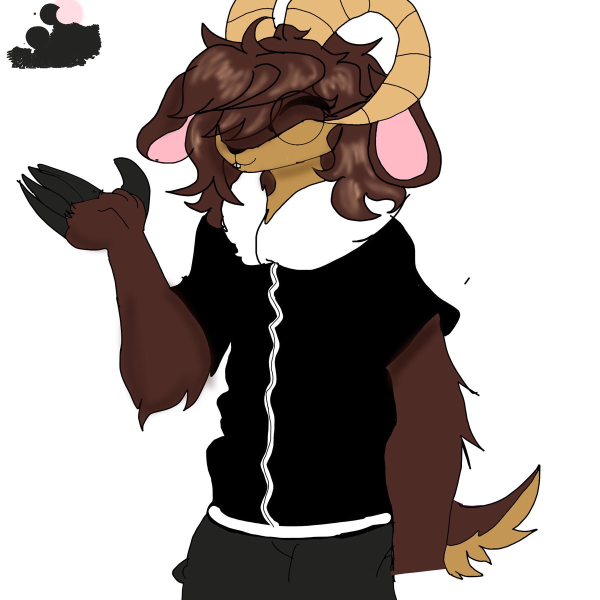 _Sl33pySeb_'s tweet photo. I don’t have a full direct reference sheet but meet my new male fursona
INFO:
Species: ram/rabbit
Gender: male(he/him)
Based off of: my online and irl personality
Information: he is kind and cares for everyone, shy , clingy, but not afraid to stand up to others,brutally honest https://t.co/ijtvzfu9af