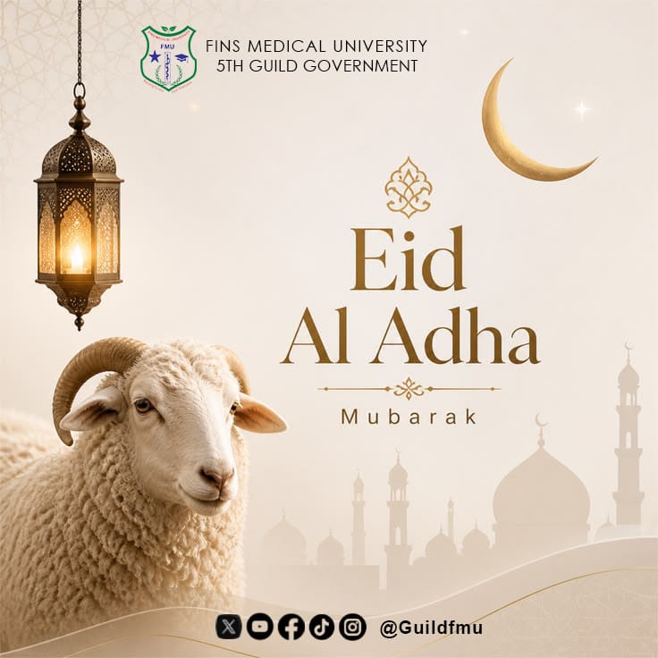 GuildFmu's tweet photo. Eid Al Adha Mubarak🌙🐑
From the FINS Medical University 5th Guild Government, we wish all our Muslim students, staff, and community a blessed Eid Al Adha. May this season of sacrifice, faith, and generosity bring peace, unity, and joy to you and your families.
@FinsMedical https://t.co/T6TuU9f3T7