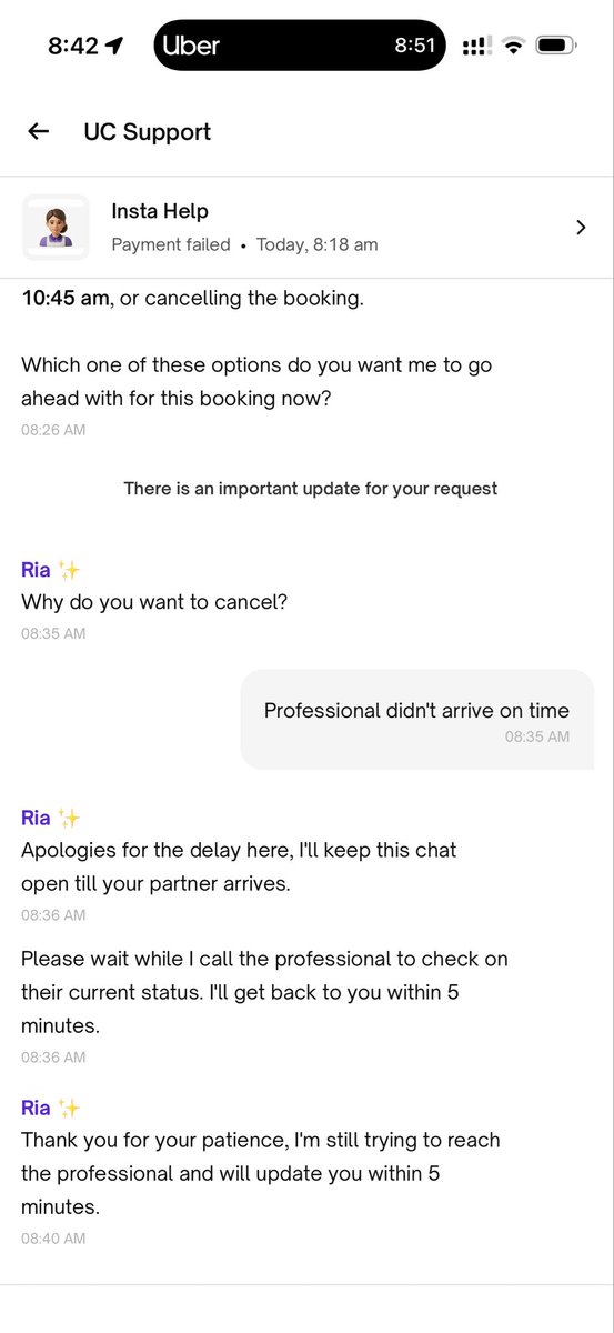 hellopatts's tweet photo. They didn’t allow me to cancel because their professional didn’t arrive on time and yet charged me for cancellation. https://t.co/tqB05HOibL