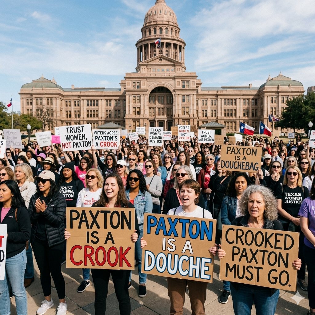 ClimateTalker's tweet photo. Ken Paxton is attacking @jamestalarico on lies and really stupid sh**t. "He thinks God is non-binary". What a zinger! So Paxton says God has a penis? Low T? So funny. Try Paxton's "unbiblically-high T" levels? So much for the women's vote! https://t.co/P296EpyDEI