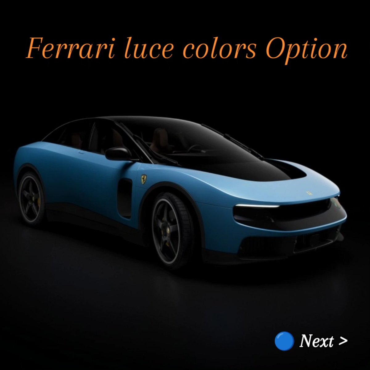 tazatrust's tweet photo. Ferrari Luce EV Official Colours

1.Light Blue

2.Rosso Corsa Red

3.Giallo Yellow

These three colors have just been spotted on the official website. https://t.co/2Ma82zvcVC