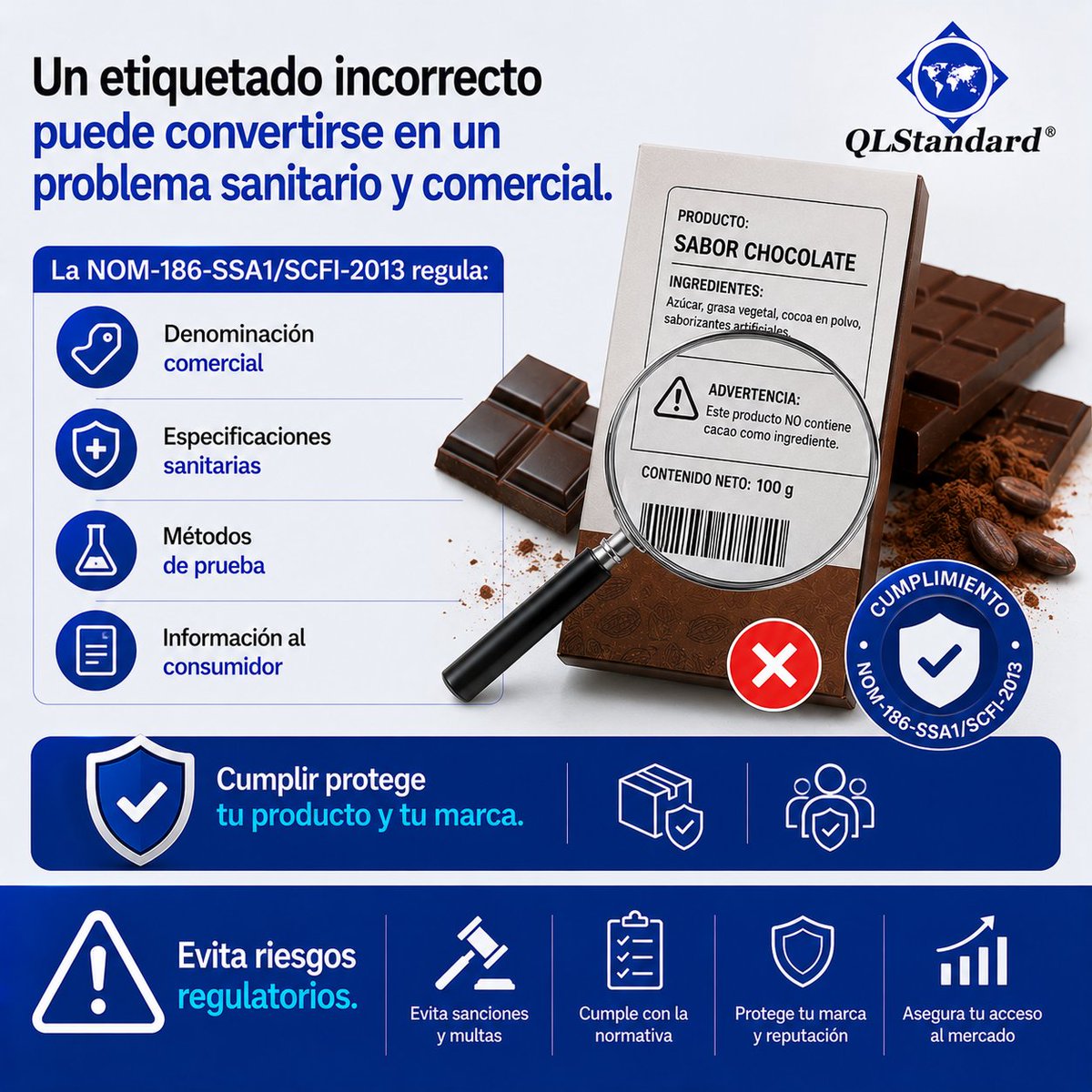 qlstandard's tweet photo. ⚠️ Un etiquetado incorrecto puede convertirse en un problema sanitario y comercial.
💡 Cumplir protege tu producto y tu marca.
📩 Evita riesgos regulatorios.
#Etiquetado #Chocolate #Compliance #QLStandard https://t.co/X8PoPPgCTf