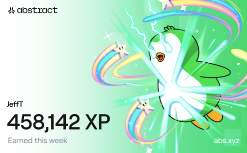 Okaypunksnft's tweet photo. I just earned 458,142 XP on @AbstractChain! 🎉
my ATH ! https://t.co/azauYKF7Js