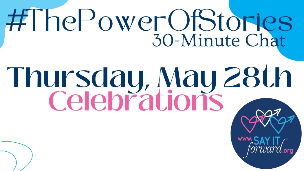 SharonDAgostino's tweet photo. Once every two weeks, @SayItForwardNow hosts #ThePowerOfStories💜chat. I am grateful to everyone who joins us and will repost the last chat now.

I invite YOU to join us Thursday at 11am EDT, 10am CDT, 8am PDT, 3pm UCT, 4pm WAT/ WET/BST/SCT, 5pm CAT/CEST/SAST, 6pm EAT, 8:30pm IST https://t.co/PgSIXeKt2R
