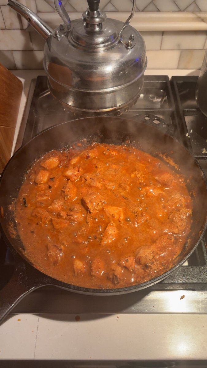 LoftedTriple's tweet photo. First day of the internship tomorrow 🫥. Took at a stab at making butter chicken + #SOTD https://t.co/CGrmchiGJS
