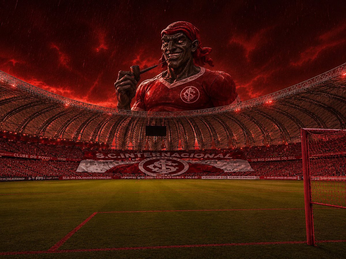sciandree's tweet photo. e se o inter pintasse as linhas do gramado de vermelho e levantasse uma estátua gigante do saci no pátio do beira rio? https://t.co/fEPod4JoRX
