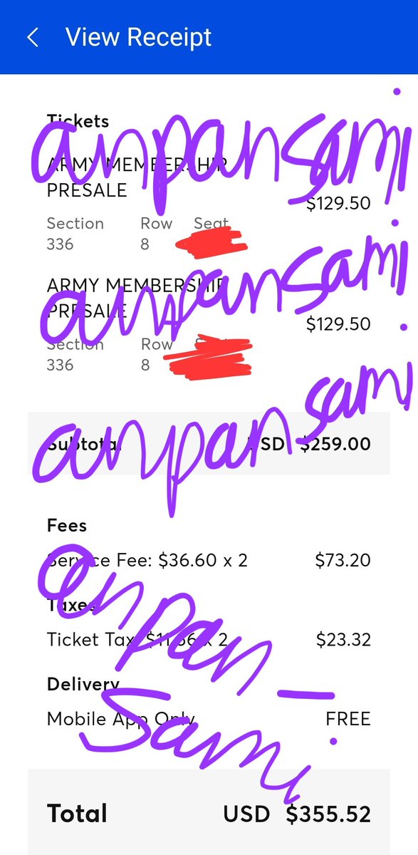 anpansami's tweet photo. WTS 2 D3 Vegas BTS tickets 

Hi guys im selling 2 extra 300s section tickets I have for 5/27 in vegas! My partner surprised me with closer ones and I really dont want th3se seats to stay empty

Section 336 row 8!

Dm me for more proof or to ask anything! https://t.co/CWOtYsWP0u