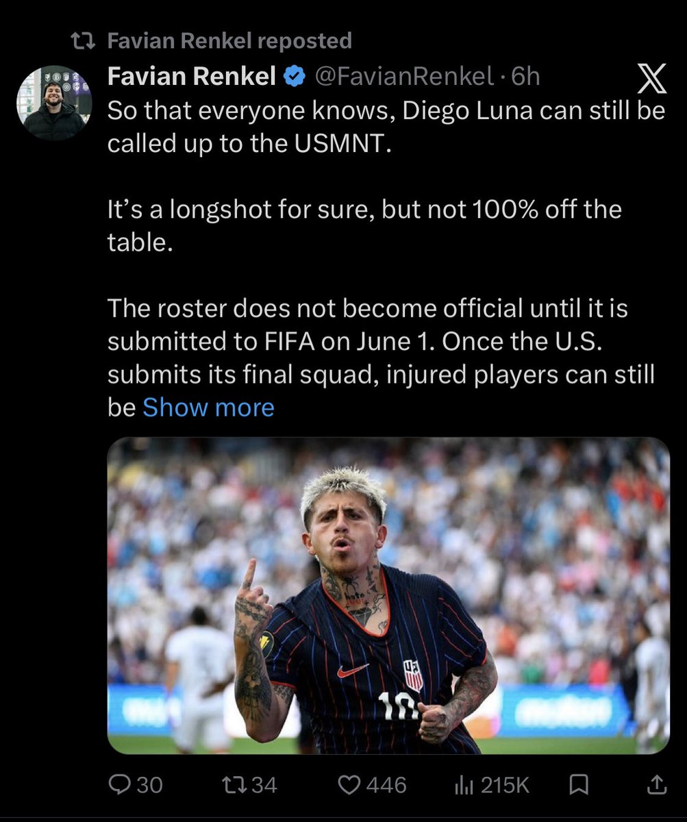 WedgeGame's tweet photo. Diego Luna is the latest object of delusion peddled by usual media suspects.

Myth: USMNT needs Luna’s creativity, toughness, and chance conversion.

Reality: MLS career per 90s slightly beneath those of Djordje Mihailovic and Jesus Ferreira.

Are Djordje and Jesus snubs too? https://t.co/2dJq34ADBH