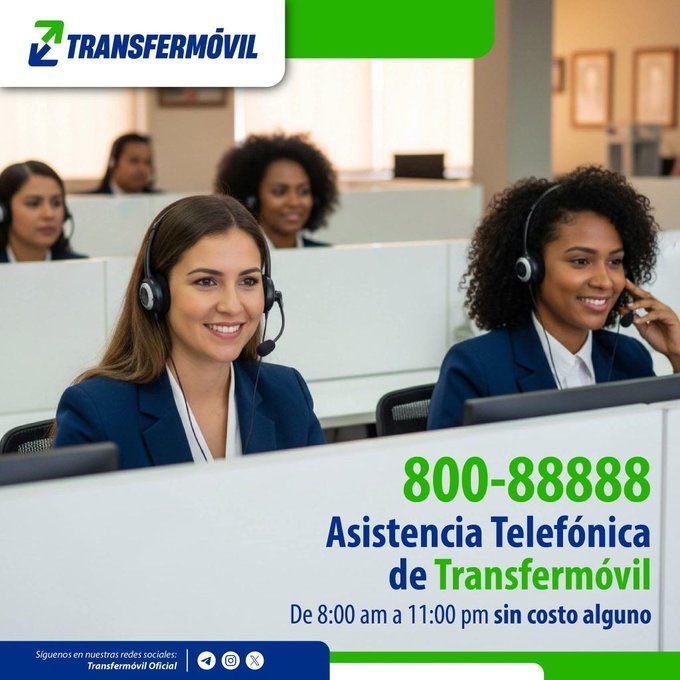 CallesGrisell's tweet photo. Recuerda que #Transfermóvil mantiene activo su servicio de Asistencia ➡️ conoce nuestros servicios y aclara tus dudas a través de nuestro calificado personal https://t.co/FieX4Uemrv