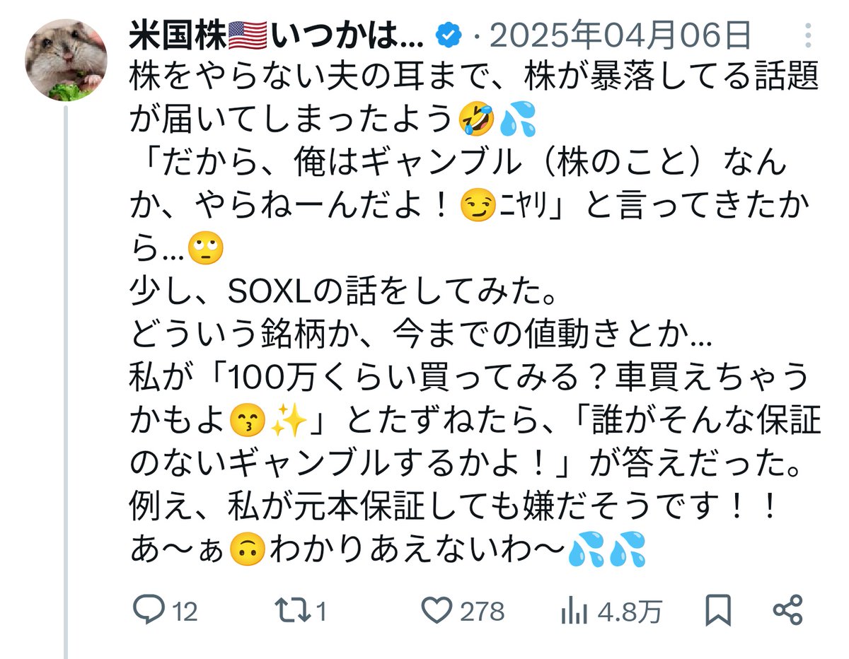 米国株🇺🇸いつかは爆益予定ママ🙆🐥🐹🌻🥦 tweet media