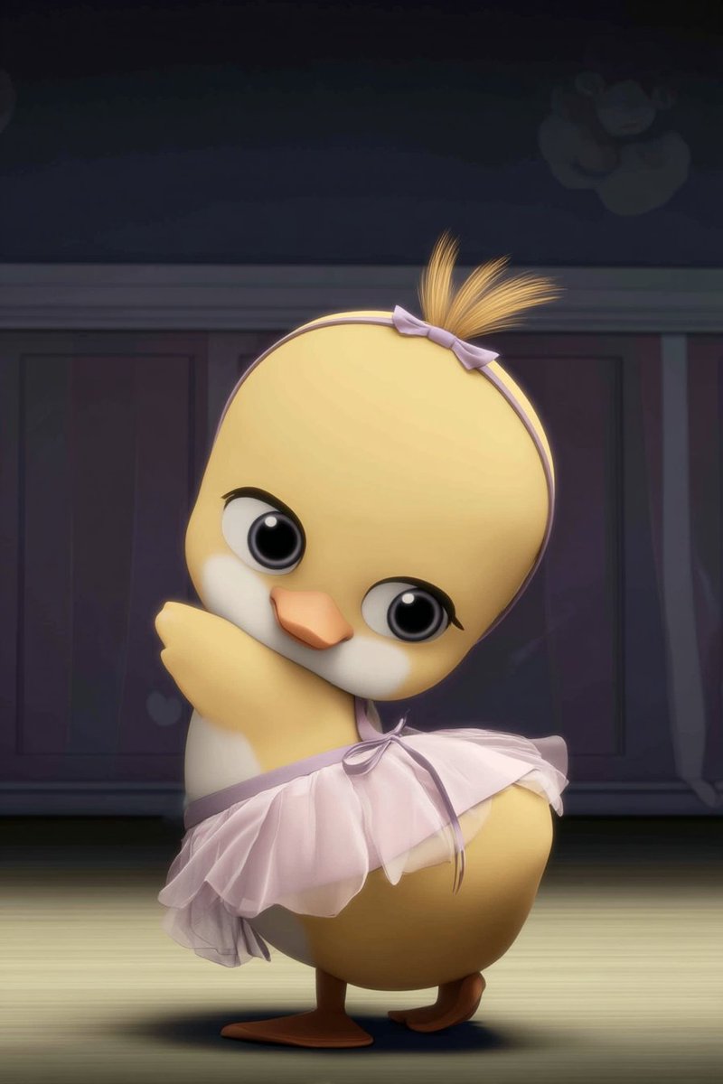 AIARTGALLARY's tweet photo. Ballerina Baby Duck

Midjourney SREF sharing with Prompt
--SREF 44216523

Adorable baby duck character with fluffy yellow feathers, wearing a tiny pink ballerina tutu dress, small ribbon ponytail, shy playful pose, big glossy eyes, pastel studio background, Pixar style character, soft lighting, ultra detailed 3D render, viral cute style --sref 44216523
 This was created in @HiWscreator
@wavespeed_ai 

Like ,repost and follow 

#midjourney #waveapeedai #sref #anime