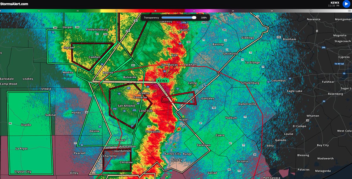 WaynesboroPA's tweet photo. The radar confirmed tornado for Gonzales and Guadalupe counties in Texas is now a tornado warning.  Continue to seek shelter in the warning area.  Latest radar and alert: https://t.co/3Xi0bJiXCl https://t.co/qR0AYzbnUX