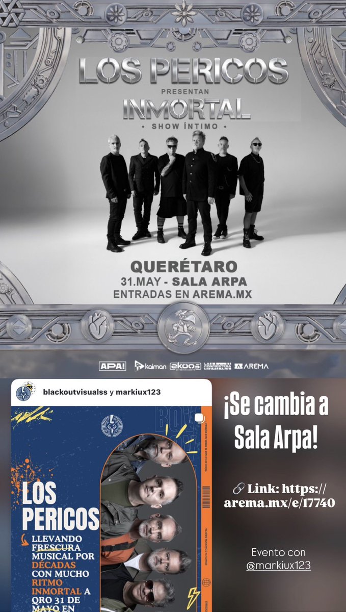 blackout_visual's tweet photo. ¡Querétaro!

Prepárate para una noche llena de clásicos con Pericos en el Sala Arpa el 31 de mayo.

📅 Fecha: 31 de mayo  
📍Lugar: SALA ARPA  
🎟 Boletos: AREMA     
🔗 Link: https://t.co/uzGBCeXUAN 

#LosPericos #GiraInmortal #Querétaro #ForoArpa #ReggaeLatino https://t.co/gucXcmz8lg