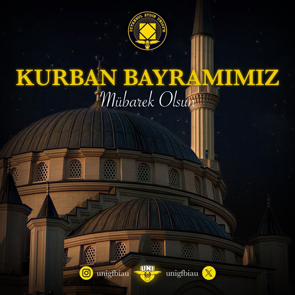 unigfbiau's tweet photo. Tüm İslam Alemi’nin Mübarek Kurban Bayramı’nı en içten dileklerimizle kutlarız.

#UNIGFB https://t.co/63BGX8VmrT
