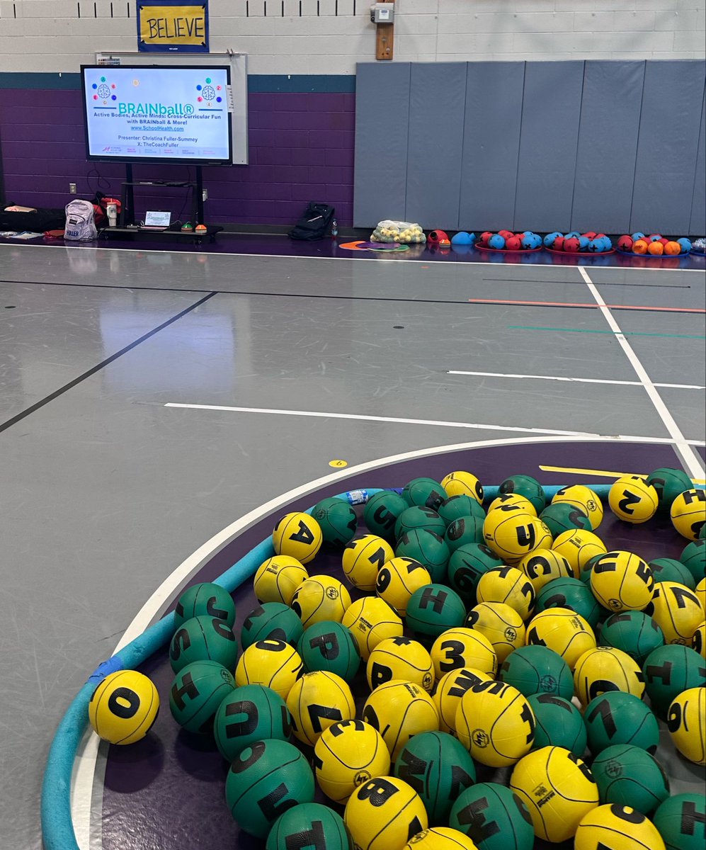 TheCoachFuller's tweet photo. BrainBall fun with @mansfieldisd today! Thank you for having @SHPhysEd at your conference. Cant wait to hear about all the fun ways you use the BrainBalls to incorporate math &amp; literacy into your gyms! #physed https://t.co/5wXQOWPE89
