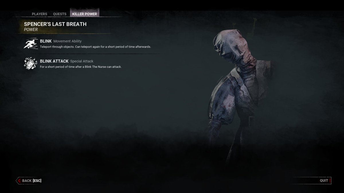 dvveet's tweet photo. Someone wanted a thread of all of the new Killer in-game Descriptions, so I'm here to provide...

The Trapper
The Wraith
The Hillbilly
The Nurse https://t.co/E3fKcNWZfB