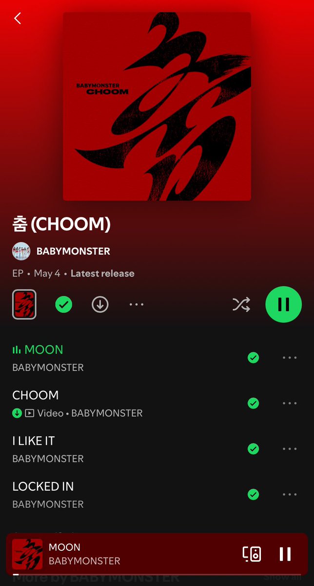 BABYMONSTERINTL's tweet photo. [📢] Stream CHOOM on Spotify and Apple Music! 

Why y’all slacking off!?  We gotta do somthn to increase the stream count monstiez. We can still get back to 1M daily streams 💪✨ https://t.co/8vqyogIR5J