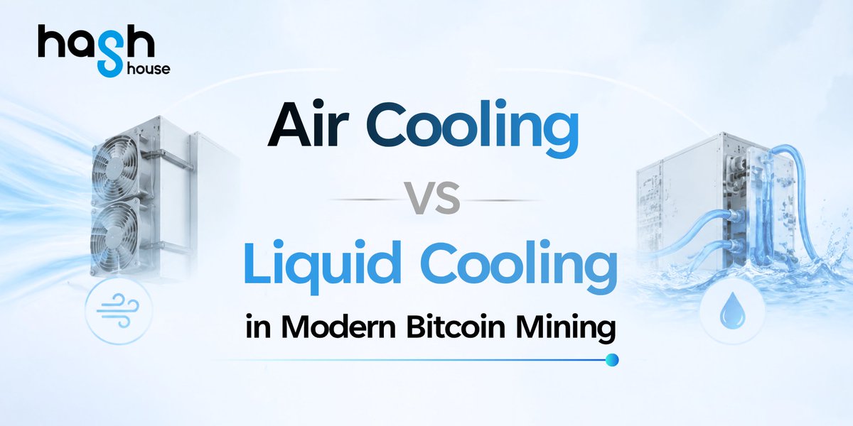 hashhousetech's tweet photo. Air Cooling vs Liquid Cooling: What’s next for modern mining infrastructure?
As ASIC power density rises and AI infrastructure expands, thermal management is becoming one of the biggest challenges in high performance computing.

Our latest Industry Insights article breaks down:
✓ Advantages of air cooling
✓ Why liquid cooling is attracting attention
✓ Key infrastructure considerations for scalable mining operations
👉Read more:
https://t.co/HWy1yMSClZ

#HashHouse #CryptoMining #LiquidCooling #AirCooling #AI #DataCenter #Mining #CoolingInfrastructure