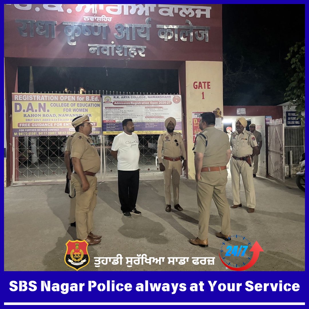 SBSNagarPolice's tweet photo. Committed to your Safety & Security!
➡️We are working round the clock to ensure your safety&security.
✅In case of any emergency,
📞112 for immediate assistance.
#YourSafetyOurDuty #PunjabSafe
#CommittedToYourSecurity https://t.co/HMLL5QL79b