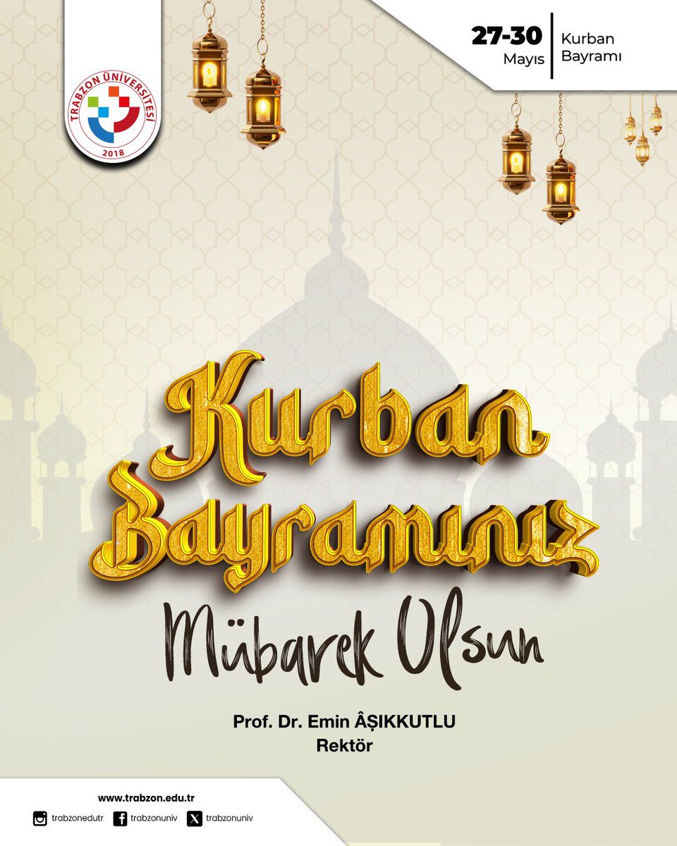 asikkutlu_emin's tweet photo. Bayramınız Mübarek Olsun🤲

Üniversite camiamızın, aziz milletimizin ve tüm İslâm âleminin Kurban Bayramı'nı kutlar; birlik, beraberlik ve kardeşlik içinde sağlık, mutluluk ve başarı dolu nice bayramlar dilerim.

#KurbanBayramı2026 https://t.co/9j2MkMwK2Y
