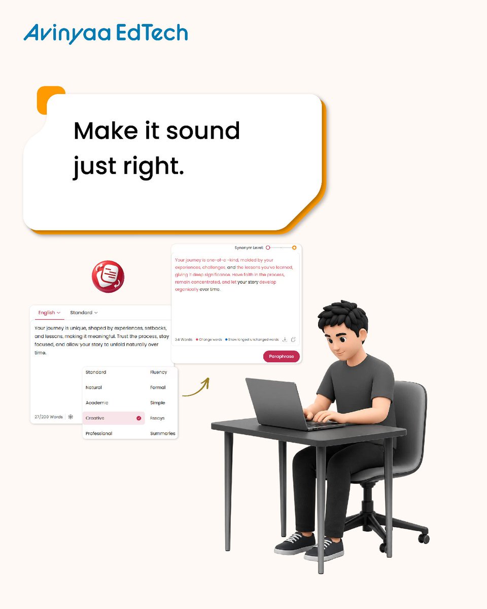 AvinyaaEdtech's tweet photo. Better writing isn’t about working more it’s about working right.

#Kreativespace #smartwriting #productivity #creators #writingtools https://t.co/TZS33HYjrl
