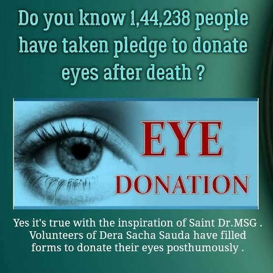 Simrat_Balveer's tweet photo. Eyes are the mirror of ourselves, without eyes we can't imagine our life. 
By the motivation of Saint Gurmeet Ram Rahim Ji, millions of DSS followers take pledge to donate eyes after death to #SpreadTheVision in someone's life. https://t.co/Q2jSyIVpe1