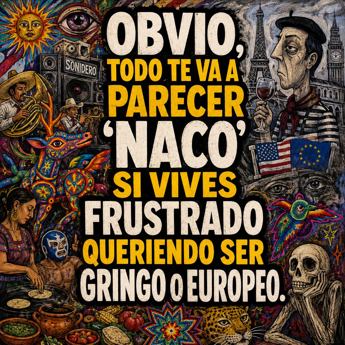 uncambiohumano's tweet photo. La gente más acomplejada siempre es la que más usa la palabra ‘naco’.
Lo más triste no es querer viajar o crecer… sino avergonzarte de tus propias raíces.
#México #Clasismo #Identidad #CulturaMexicana #Latam #PsicologíaSocial https://t.co/C3ppdhWXnM