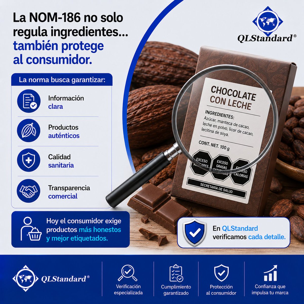 qlstandard's tweet photo. 🔍 La NOM-186 no solo regula ingredientes… también protege al consumidor.

En QLStandard verificamos cada detalle.
#Calidad #IndustriaAlimentaria #Cacao #QLStandard https://t.co/5h9Fi6hSqO