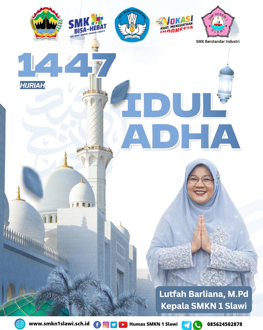 1Slawi's tweet photo. Selamat Hari Raya Idul Adha 1447 H / 2026 M

Mari kita jadikan Idul Adha sebagai momentum untuk memperluas manfaat, memperkuat empati, dan memastikan bahwa setiap ibadah yang kita lakukan memberi dampak bagi sesama https://t.co/eW60JtooSL