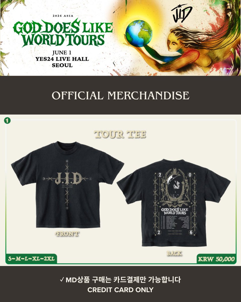 eventimlivekr's tweet photo. [J.I.D (제이아이디) 내한공연]
GOD DOES LIKE WORLD TOURS 🌍🪽

📢공연 관람 &amp; MD판매 안내

🗓공연일시: 2026년 6월 1일(월) 20:00 
📍공연장소: YES24 라이브홀

✔원활한 공연 관람을 위해, 이미지 내 안내 사항을 사전에 꼭 확인해 주시기 바랍니다.

YES24 티켓에서 지금 예매 가능 🎟️🔥

#JID https://t.co/sP4pWjhCmk