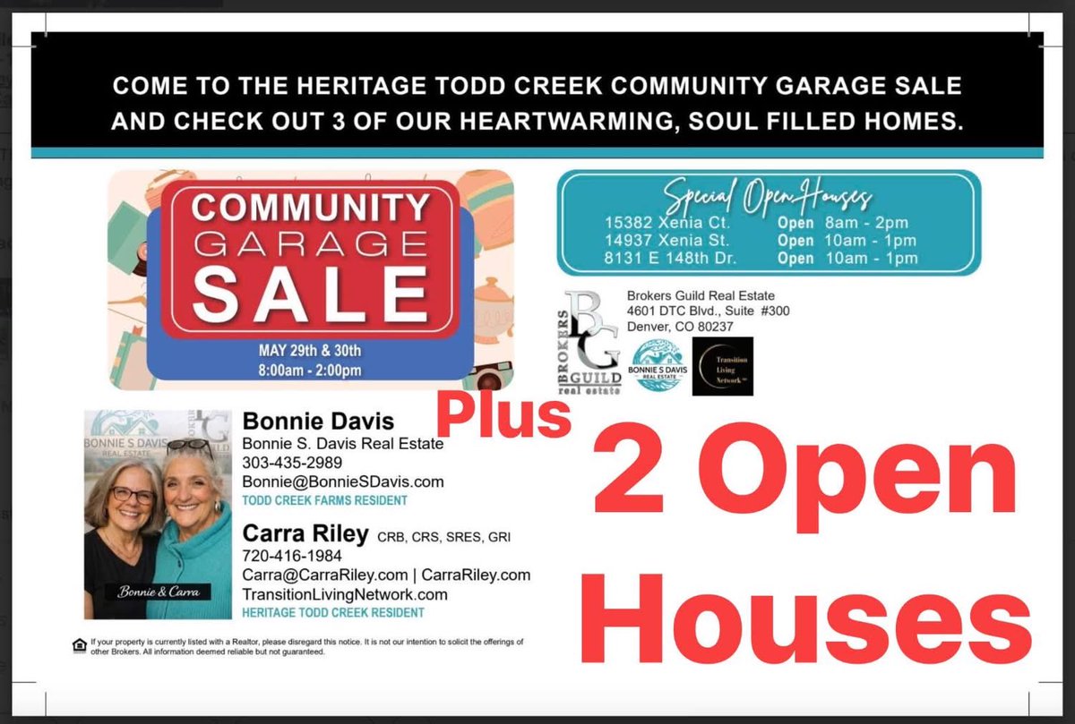 CarraRiley's tweet photo. 2 OPEN HOUSES Thornton, CO 
Friday, May 29th &amp;
Saturday, May 30th

15382 Xenia Ct. Open 8 am to 2
$799,950

https://t.co/5TFutlgW56 

8131 E. 148th Dr. Open 10 to 1 pm
$975,000
On 12th hole Heritage Todd Creek golf course with incredible Mountain View’s!
https://t.co/T6IMKMaE2w https://t.co/XxrMeS15ZU
