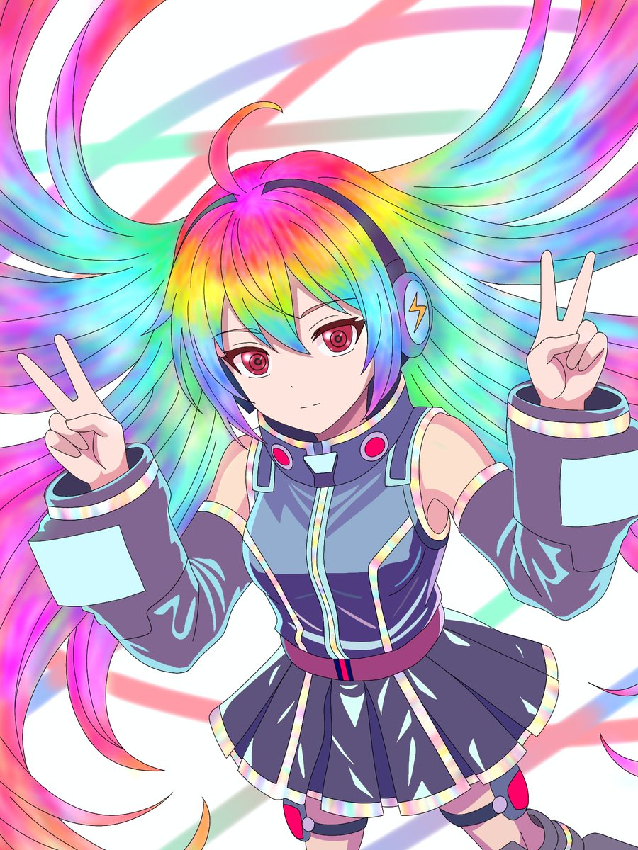 koutan20041028's tweet photo. イレクトローネさんの白背景差分です！
 ちなみにイレクトローネさんのキャラデザですが、本文中の記述に加え、某電子の歌姫さんと某超次元の女神さんを参考にしてます(˶' ᵕ ' ˶)
#勇者召喚に巻き込まれたけど異世界は平和でした https://t.co/HfU5FzoA1o