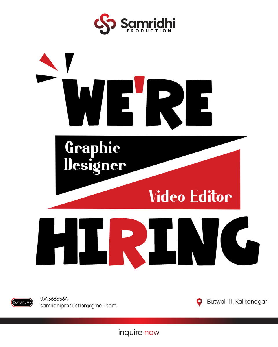 SamridhiPro1015's tweet photo. We're growing and we want YOU in the story. 
Graphic Designers / Video Editors — your next big chapter starts at Samridhi Production. Apply now through the email or WhatsApp number given below!
#fypシ #reelschallenge #SamridhiProduction #designer #creative https://t.co/56w6ZkF2VO
