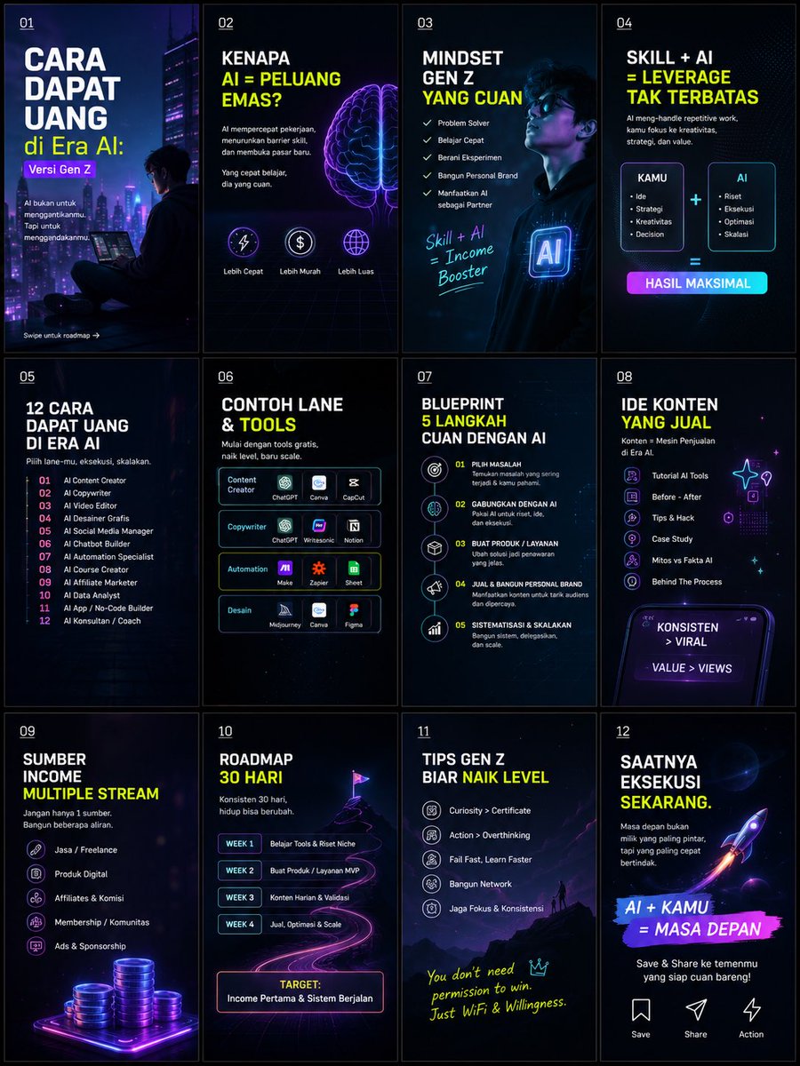 myshawti's tweet photo. Belajar dari cerita teman aku yang resign dari kerjaannya 3 bulan lalu

Dalam 90 hari dia ganti gaji bulanannya cuma pakai laptop, WiFi dan beberapa tools AI yang sebagian besarnya gratis.

Ini blueprint yang bisa kita tiru. https://t.co/G2uXwDV2UM