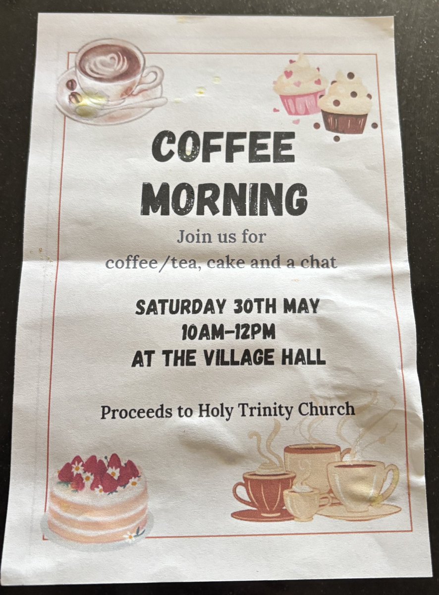 BarkstonAshPost's tweet photo. 📆 Date for the diary : VILLAGE COFFEE MORNING in the village hall https://t.co/pUsQxwl8Hh