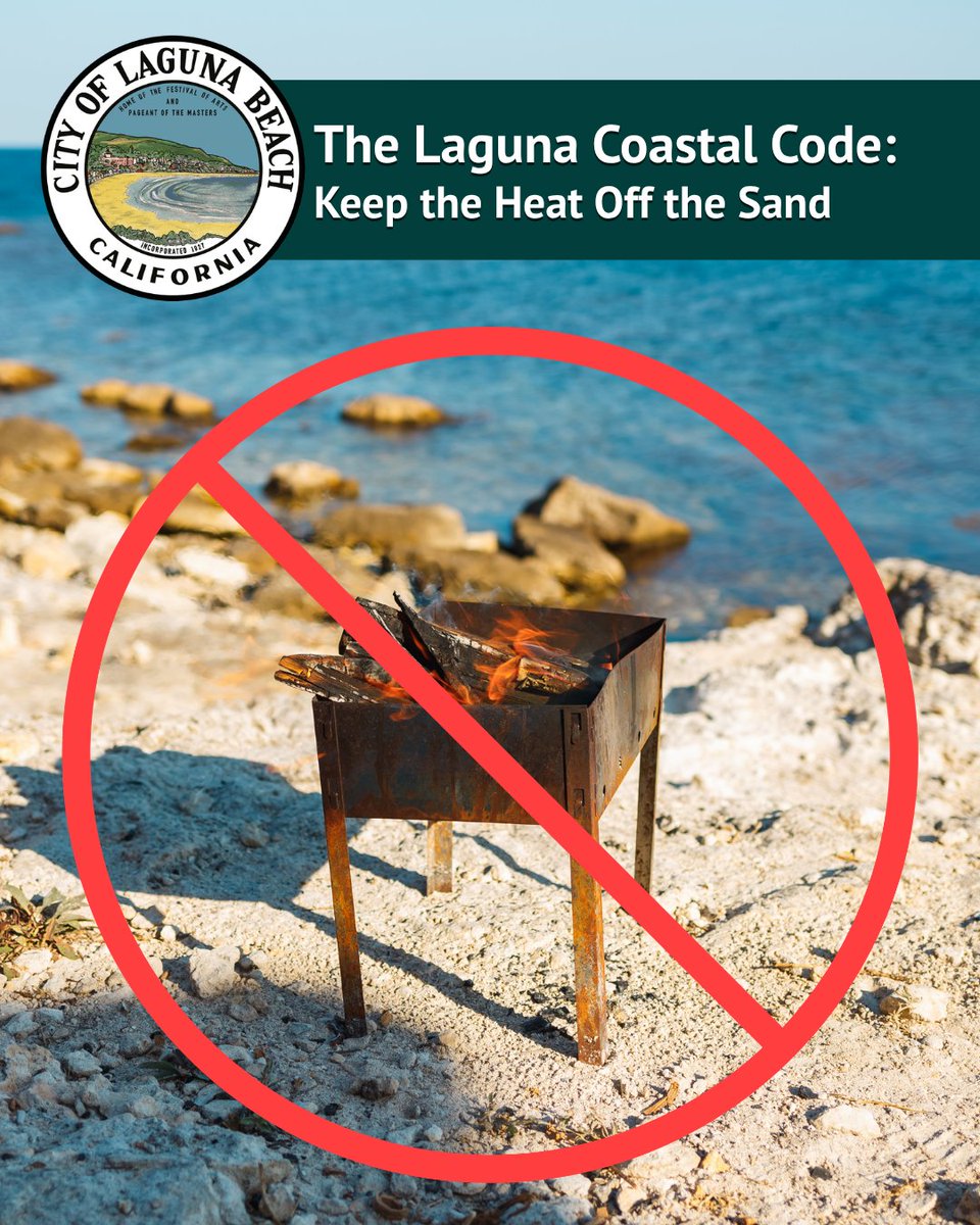 lagunabeachgov's tweet photo. BBQs and open flames are not allowed on the beach. Even small flames can create safety risks for beachgoers, wildlife, and the coastline. Help keep our beaches safe by leaving grills and open flames at home and using designated areas.
#AProtectedCaliforniaOriginal https://t.co/jdYFjq2pgM