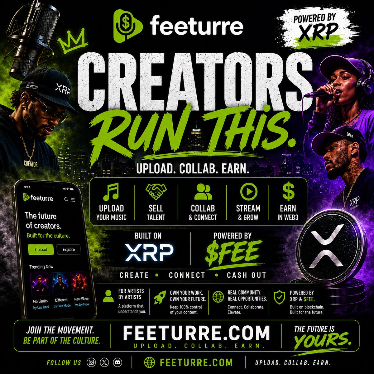 feeturre's tweet photo. Creators sign up today! Your talent is worth a $FEE on #XRPL https://t.co/viXT3aevSk https://t.co/7sWxhGjihr