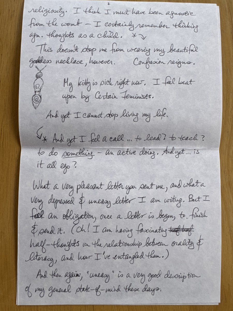 Meaningness's tweet photo. "I am NOT comfortable with religiosity. And yet I feel a call to lead, to teach… is it all ego?"

Liota wrote that in her first letter to me, in 1988. This was a big issue for me then too, when we were both Wiccan Neopagans. It remained so for decades.

About ten years ago, I somehow mostly stopped caring about my ego. (Maybe Buddhist meditation is good for something after all?) So it’s no longer the huge obstacle that it long was.