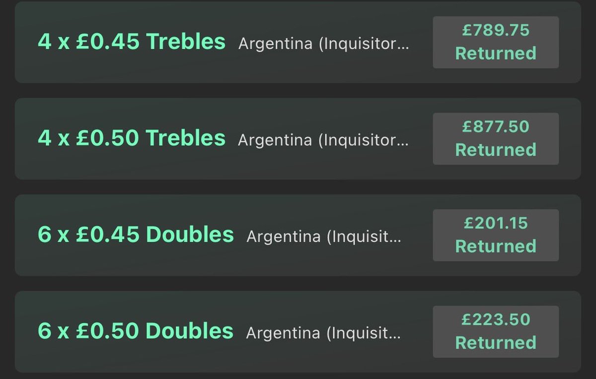 CashperPlays's tweet photo. Over the last week….

Trebles &amp; Doubles for the win

Let me help make you💰 https://t.co/9KqmwudK4J