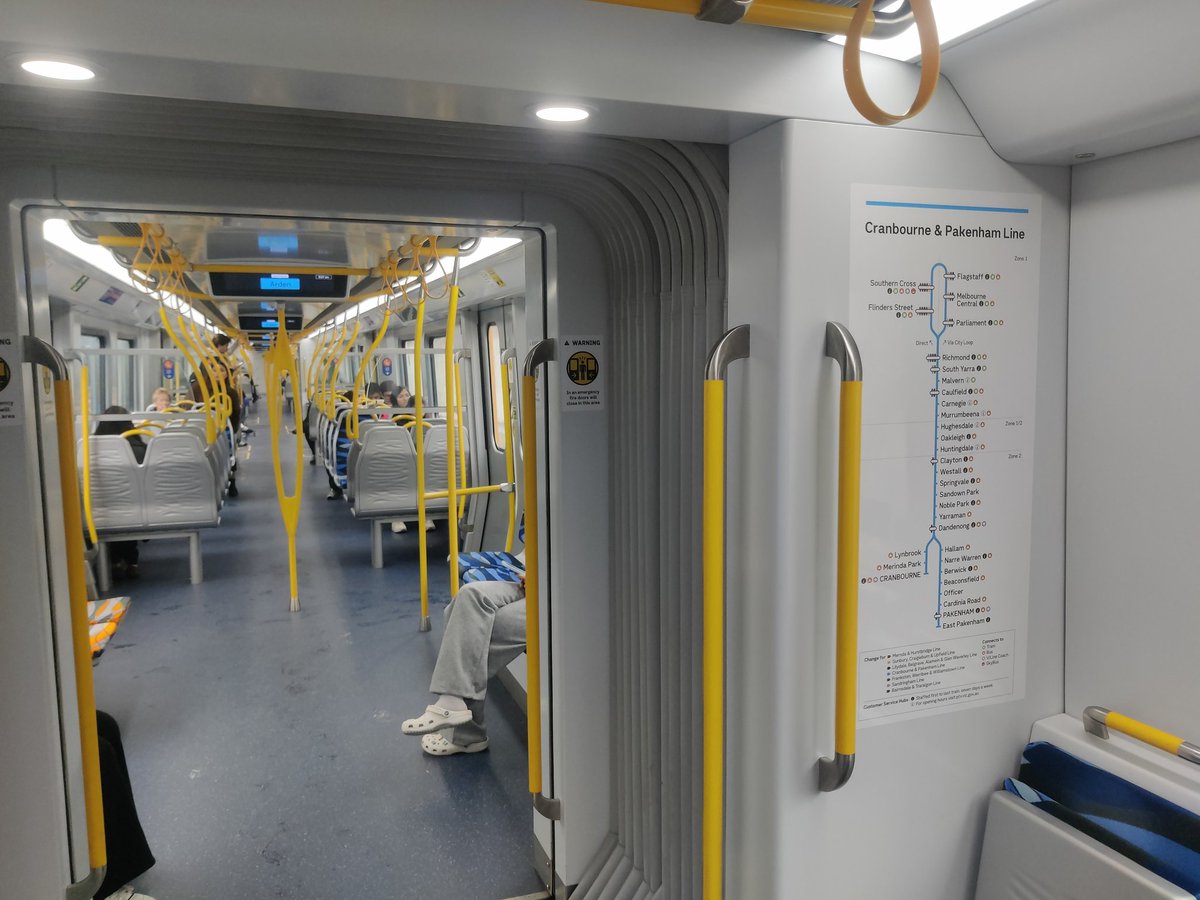 PierreVairo's tweet photo. 4 months after opening our flagship new metro tunnel and the maps on the trains are still misleading passengers with outdated info! 

apparently the maintenance PPP for the HCMT fleet is to blame?! https://t.co/OwwLA9z7sM