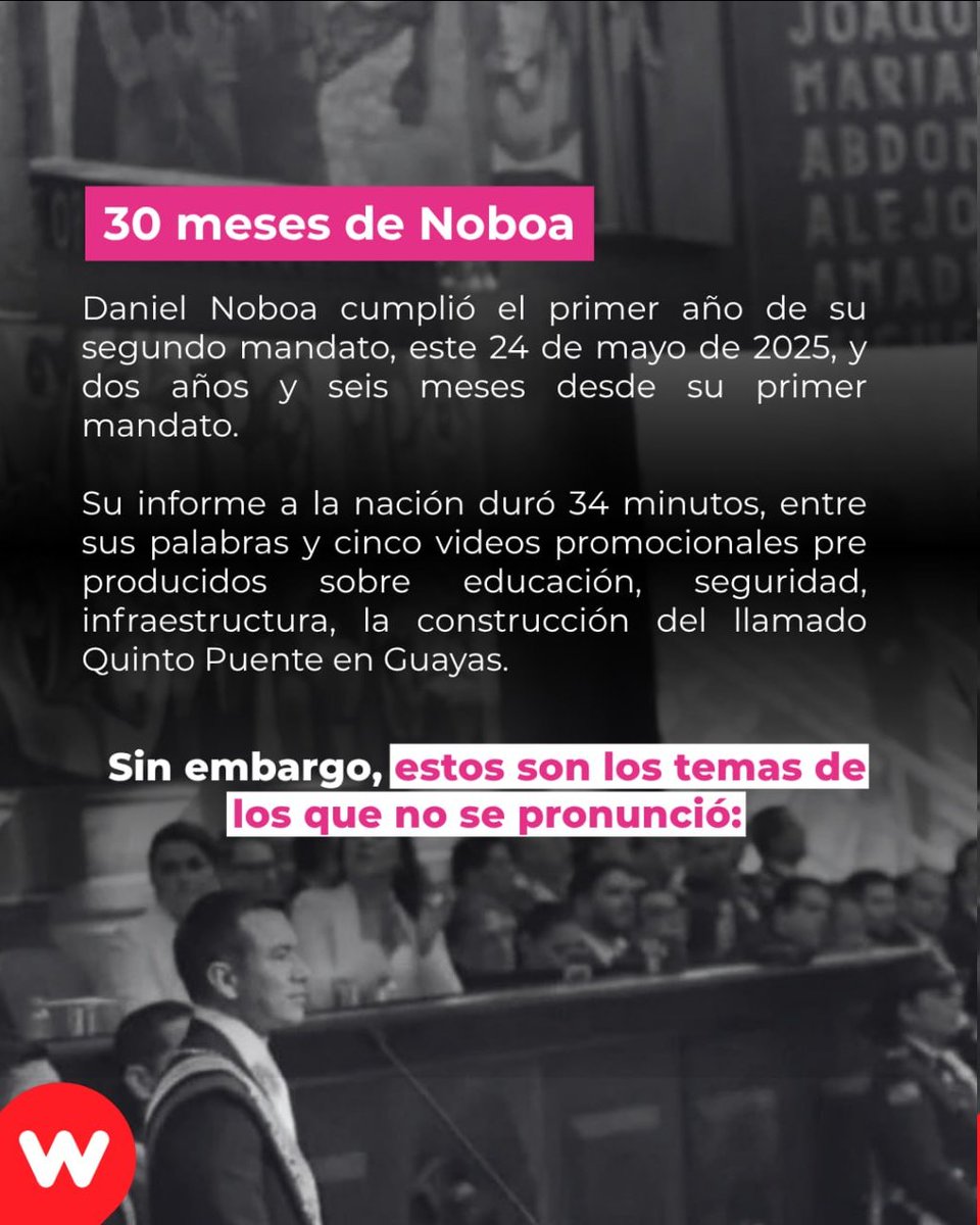 wambraEc's tweet photo. #ECUADOR
📢 El informe a la nación de Daniel Noboa dejó de lado temas relacionados con los Derechos Humanos ✊🏽, como las desapariciones forzadas 🕯, la violación de derechos ⚖️, la criminalización 🚨 y la profundización del extractivismo ⛏️🌿 https://t.co/40DeaLoGm5