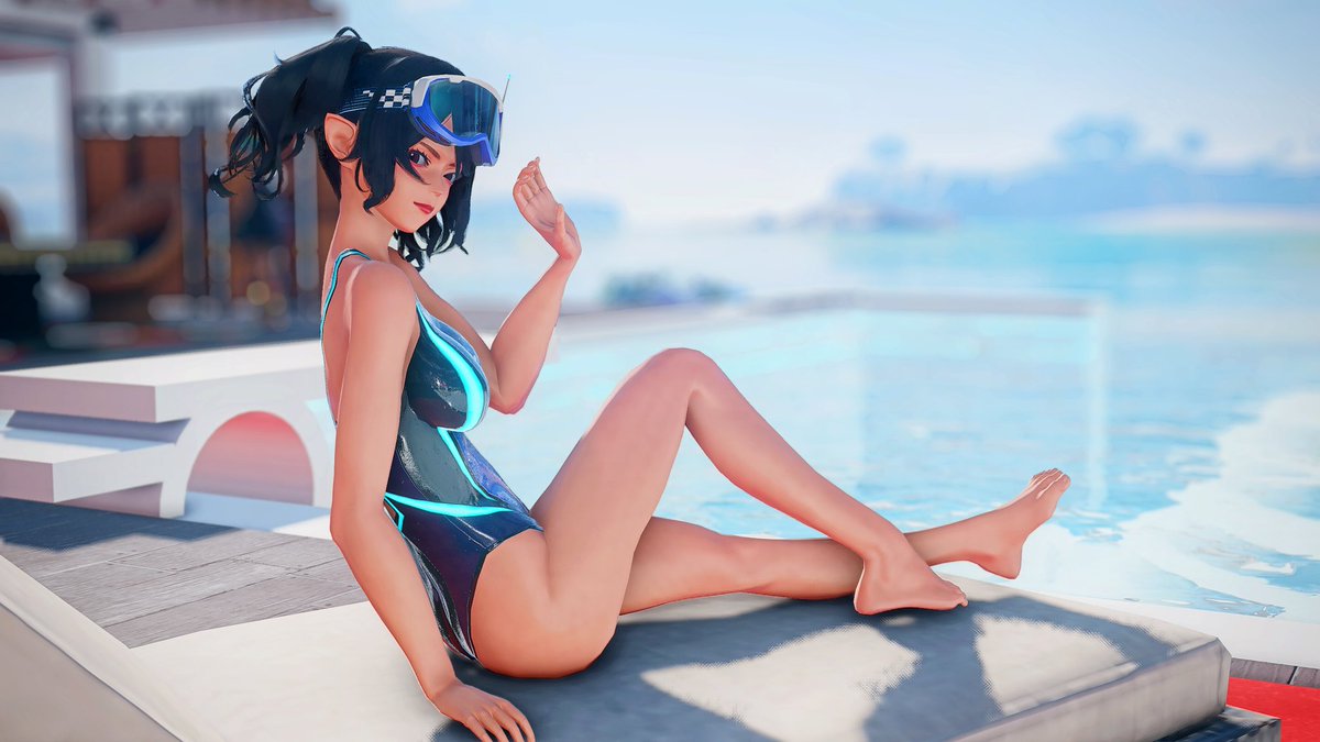 Freyja_Ship4's tweet photo. There's no server maintenance today, right? 
In any case, I'm still gonna relax by the pool on this lovely day. 
#PSO2NGS
#PSO2NGS_SS 
#メンテの日じゃないけどssを貼 https://t.co/IDTdUHbaI5