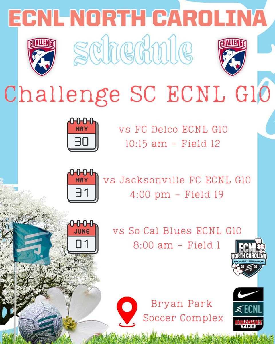 ChallengeECNL10's tweet photo. Last Showcase of the season! ECNL North Carolina here we come ✈️!
@ChallengeSoccer @ImYouthSoccer @ECNLgirls @CollegeSoccerID @PrepSoccer @PrepSoccerTX @TheSoccerWire https://t.co/WwCQZReVoa