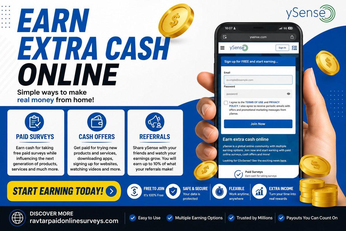 ravtarllc's tweet photo. Want to earn extra cash online? 💰

Try paid surveys, cash offers & referral rewards from home. Simple, flexible, and beginner-friendly.

Start today 👉 https://t.co/k2XjB4ILbK

#MakeMoneyOnline #EarnMoneyOnline #PaidSurveys #CashOffers #ReferralRewards #WorkFromHome #SideHustleIdeas #OnlineIncome #MoneyFromHome #ExtraCash #SurveyRewards #PassiveIncome