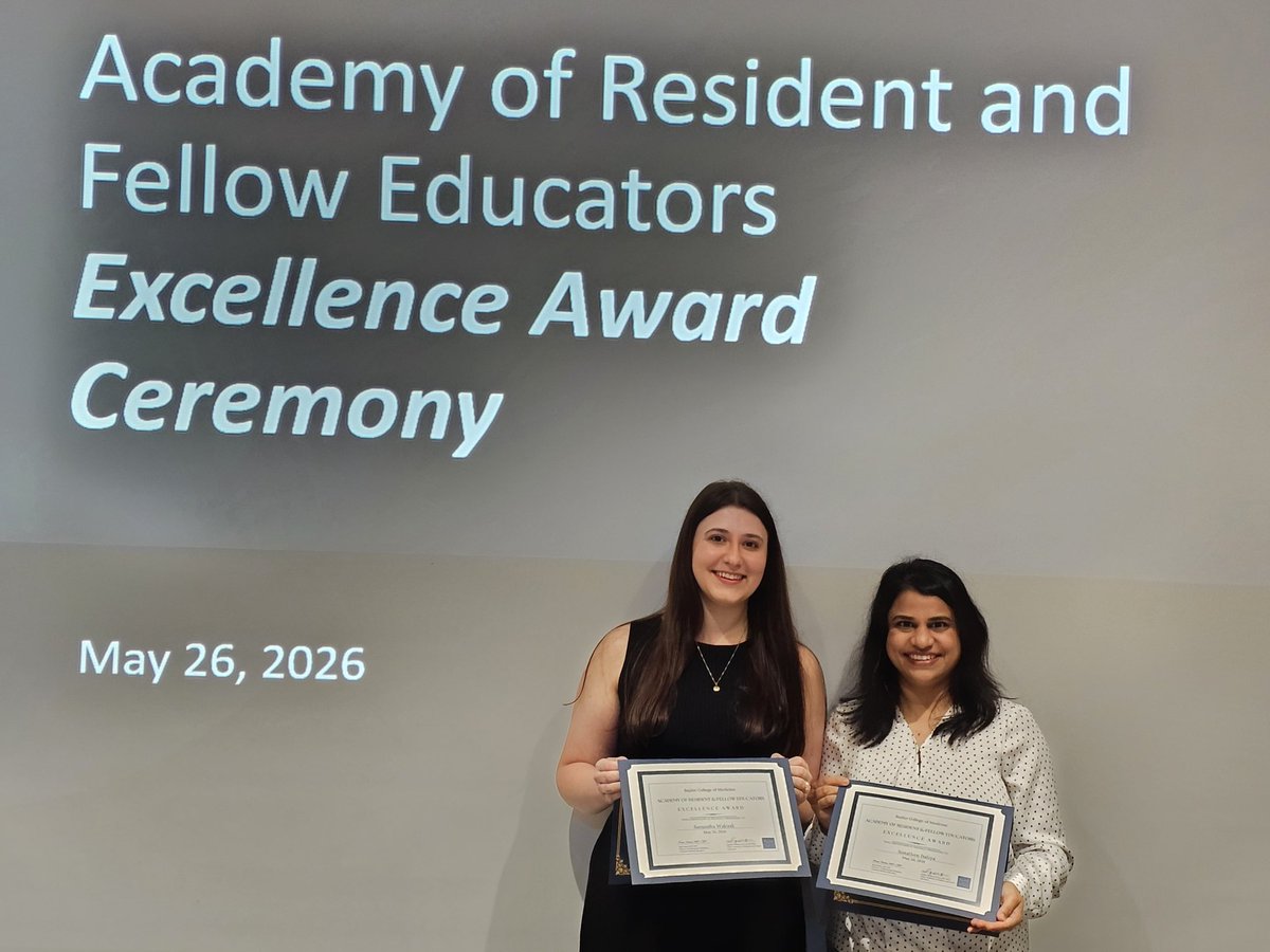 BCM_PathRes's tweet photo. Celebrating two of our outstanding residents, Samantha Walczak (PGY-2) and Sonal Italya (PGY-3), on receiving a GME Excellence Award!  A well-deserved recognition for two incredible residents! Congratulations, Samantha and Sonal! 
#BaylorPathology #PathologyResident #GME https://t.co/KOwWW1zF9u