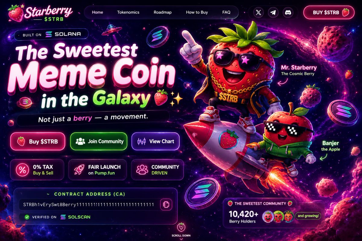 banjer_offical's tweet photo. 🚨 EARLY CONCEPT DROP 🚨

The sweetest meme coin in the galaxy is cooking 🍓✨
This artwork is concept art only  the website is still being built behind the scenes.

We’re just getting started. 🌌
#STRB #Solana #Crypto https://t.co/kXmoAAh4TZ