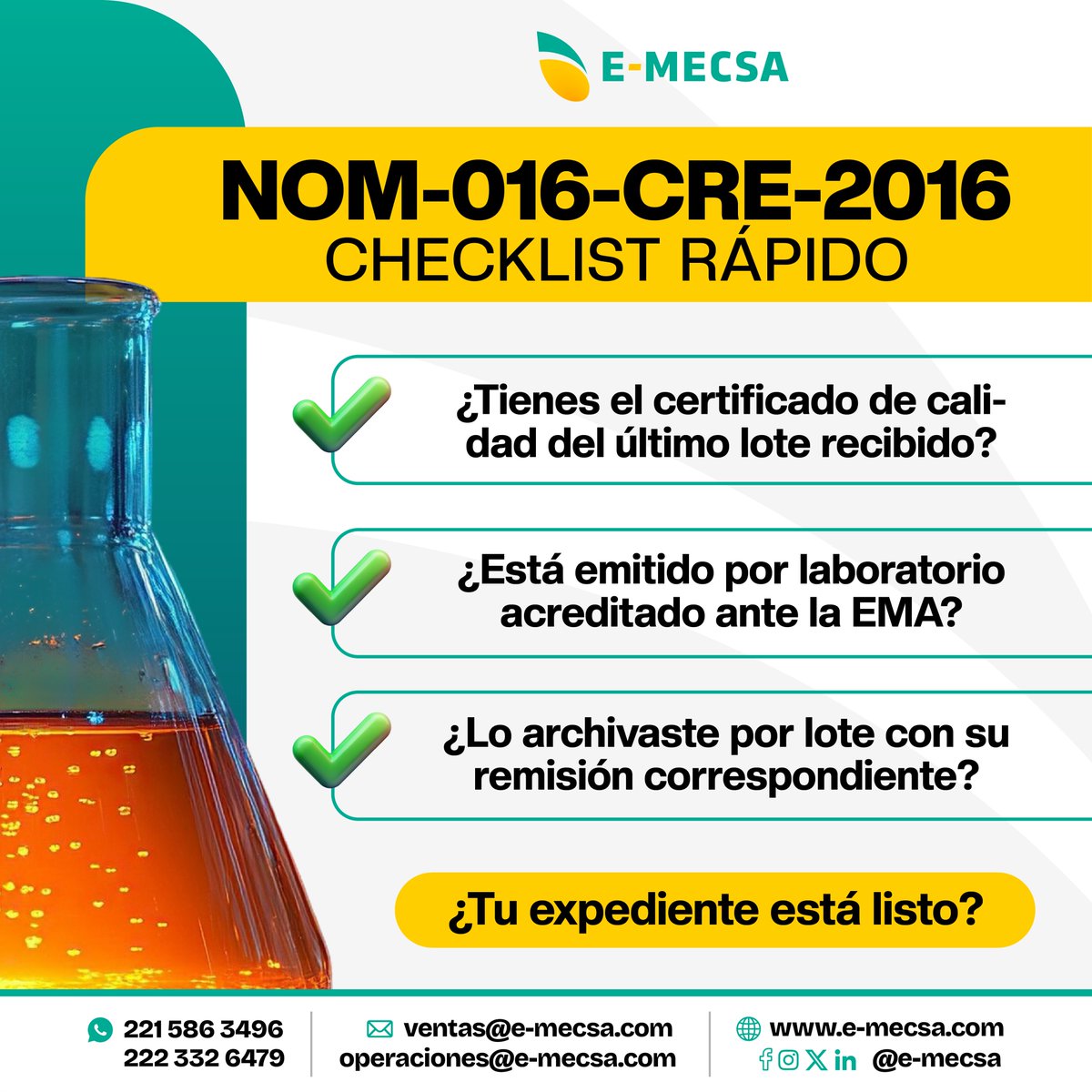 e_mecsa's tweet photo. La NOM-016 aplica a toda la cadena: almacenamiento, distribución y gasolineras.

❌Errores comunes: certificados sin trazabilidad, labs no acreditados y azufre desactualizado.
La suspensión duele más que la multa.
👉¿Tu expediente está listo? 

#NOM016 #Gasolineras #Cumplimiento https://t.co/vX1X6CTPyv
