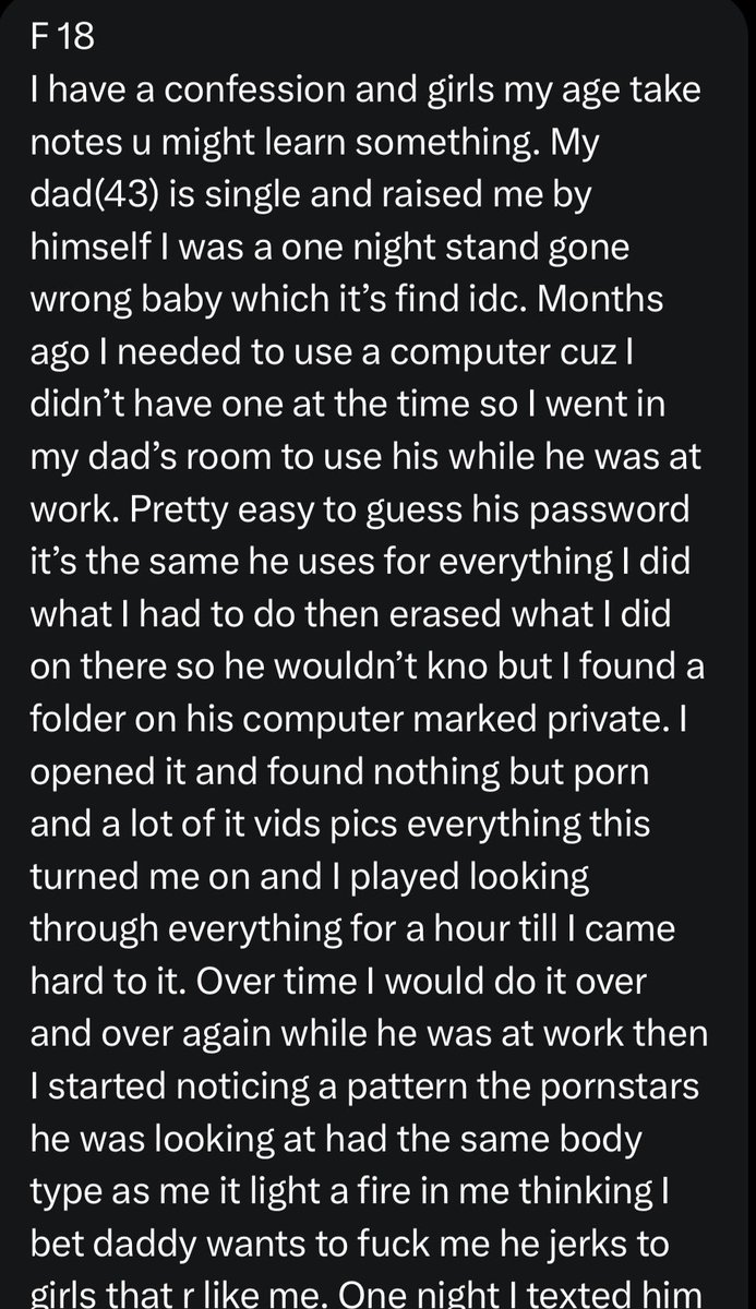 DocRicky69's tweet photo. Deep secrets #daughter #fatherdaughter  #incestconfession #realincest #realtaboo #daddy #daddyissues #daddydaughter #taboo #hardcore #nolimits #petite #opendms #dmme #cumslut #freaky #nasty #darkconfession #darkkink #kinky #blowjob #filthy #daughterkink #pervy #gooner #goonette https://t.co/e5Kk1J6OZd